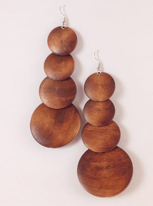 4-Circle Wood Earrings In 3 Shades