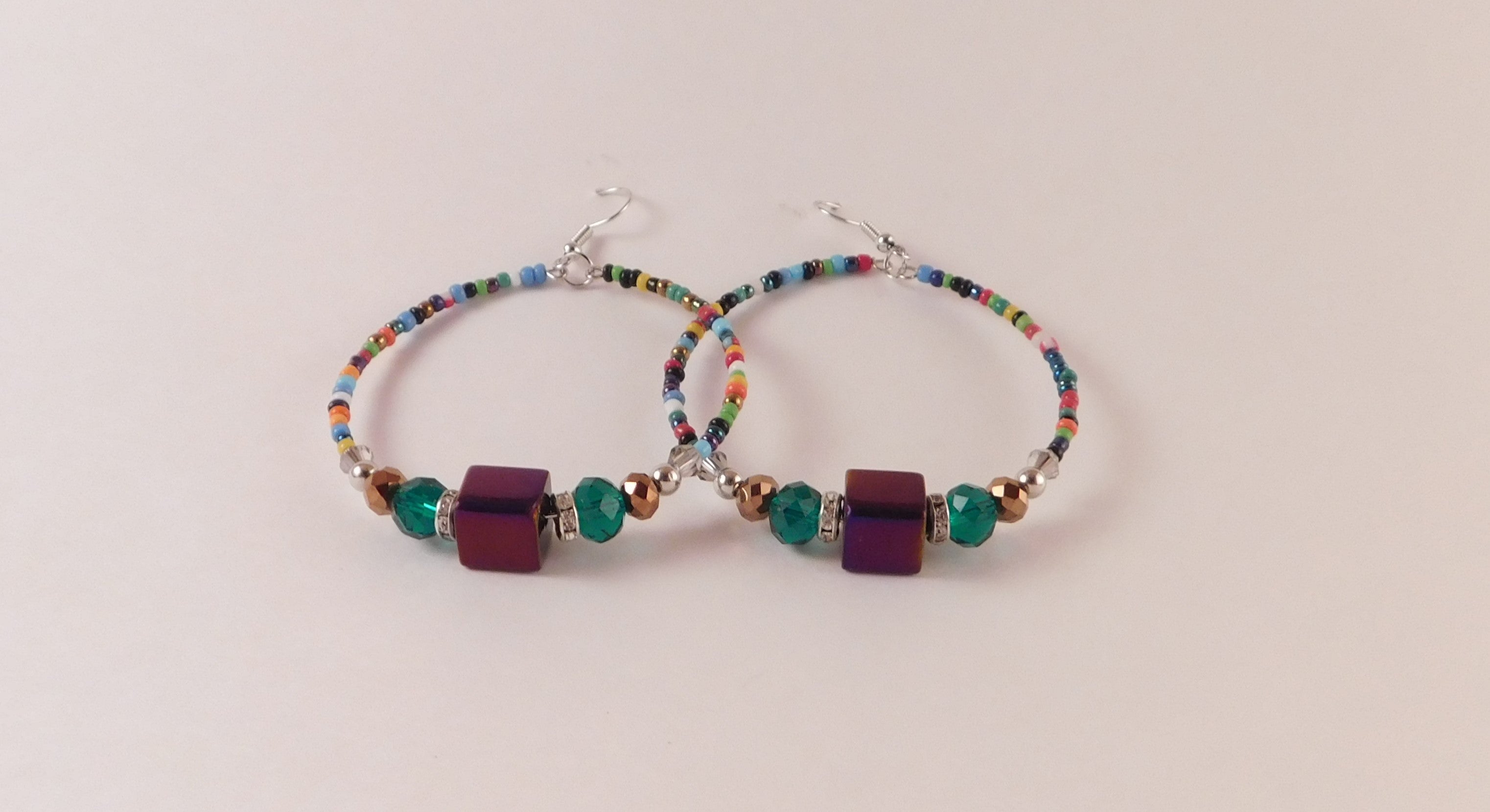 Beaded Circle Earrings In Multiple Colors