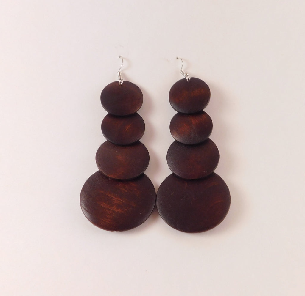 4-Circle Wood Earrings In 3 Shades