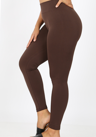 PLUS-SIZE RIBBED BAND FLEECE SEAMLESS LEGGINGS