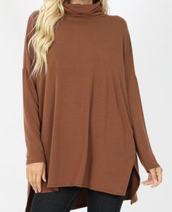 PLUS-SIZE COWL NECK DOLMAN SLEEVE TOP