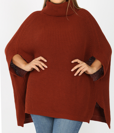 PLUS TURTLENECK PONCHO SWEATER