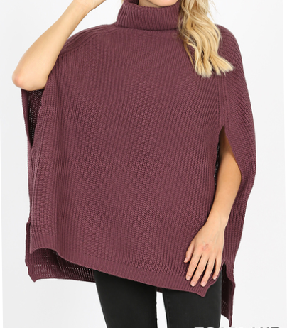 PLUS TURTLENECK PONCHO SWEATER