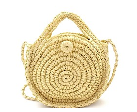 Circle Pattern Woven Straw Bohemian Round Cross Body