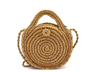 Circle Pattern Woven Straw Bohemian Round Cross Body