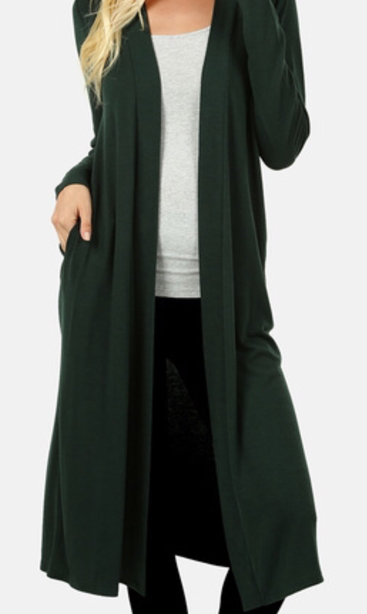 Sweater Open Front Duster W/Side Pockets in 2 colors