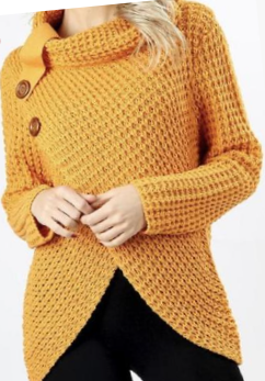 2-Buttons Textured Sweater